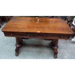 A William IV rosewood sofa table with a pair of frieze drawers on end standard columnar supports.