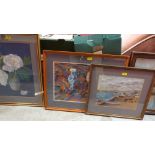 Four framed pastel drawings signed Gill Smith