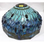 A Tiffany style stained glass dragonfly lampshade. 20' diam.