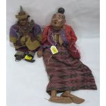 Two oriental strung articulated puppets, the larger 23' high