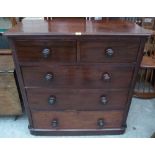 A Victorian mahogany chest with two short over three long drawers on plinth support. 41' wide