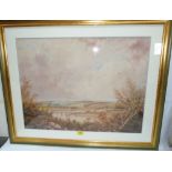 CIRCLE OF DAVID COX Snr. BRITISH 1783-1859 An extensive river landscape. Watercolour 21' x 27½'