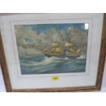 D. WAIN-HOBSON. BRITISH 20TH CENTURY A paddle steamer in stormy seas. Signed and inscribed.