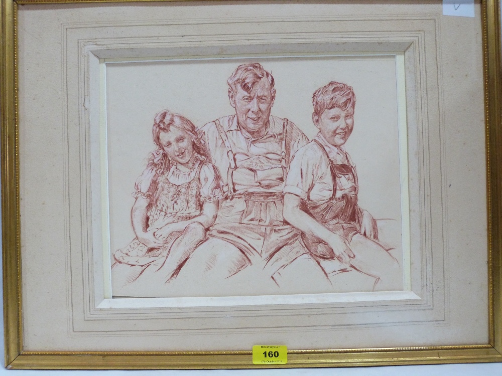 IVA SALIGAR, GERMAN Bn. 1894 A German family group. Red conte crayon 10½' x 13'