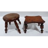 Two miniature stools on turned legs