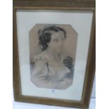 H.J. WARD. BRITISH SCHOOL Portrait of a lady. Signed. Pencil 14' x 10'