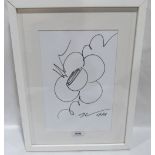MANNER OF JEFF KOONS A flower sketch. Felt pen. 11¼ x 7¾