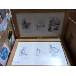 Six Winnie-the-Pooh prints after E.H. Shepherd, three to each frame