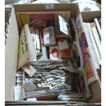 A box of cigarette cards and ephemera