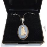 A silver and Wedgwood pendant on necklet chain