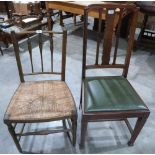 A rush seated chair and another chair