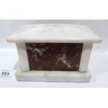 A 19th century Italian carrara and red marble sepulchral moneybox. 6' wide