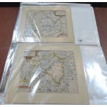 A folder of 36 drawings, watercolours and engravings, to include two Saxton maps, Brecknockshire and