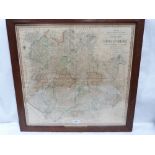 An oak framed map of Shropshire by Robert Baugh 1748-1832. 21' x 22'. Pub. 1811