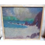 MANNER OF KEFFYN WILLIAMS. WELSH 1918-2006 Coastal landscape. Bears initials. Oil on canvas 26' x