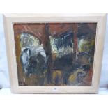 20TH CENTURY SCHOOL Abstract study. Signed M and dated '92. Oil on canvas 20' x 24'`