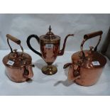 Two Victorian copper kettles and a Regency copper Argyll
