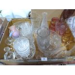 Two boxes of sundry glassware