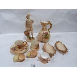A collection of Royal Worcester blush ivory ceramics. Some damaged