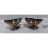 A pair of Georgian silver navette salts. Marks rubbed. 3ozs 4dwts