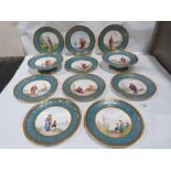 A Victorian Mintons part dessert service, comprising a pair of comports and nine plates, each finely