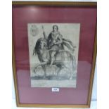 ANTHONY VAN DYCK 1599-1641 Charles I on horseback. Engraving dated 1626. 13' x 9½'