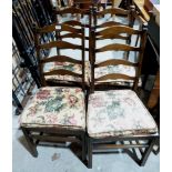 A set of Ercol dining chairs with ladder backs