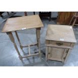 An Edwardian bedside cupboard and a side table