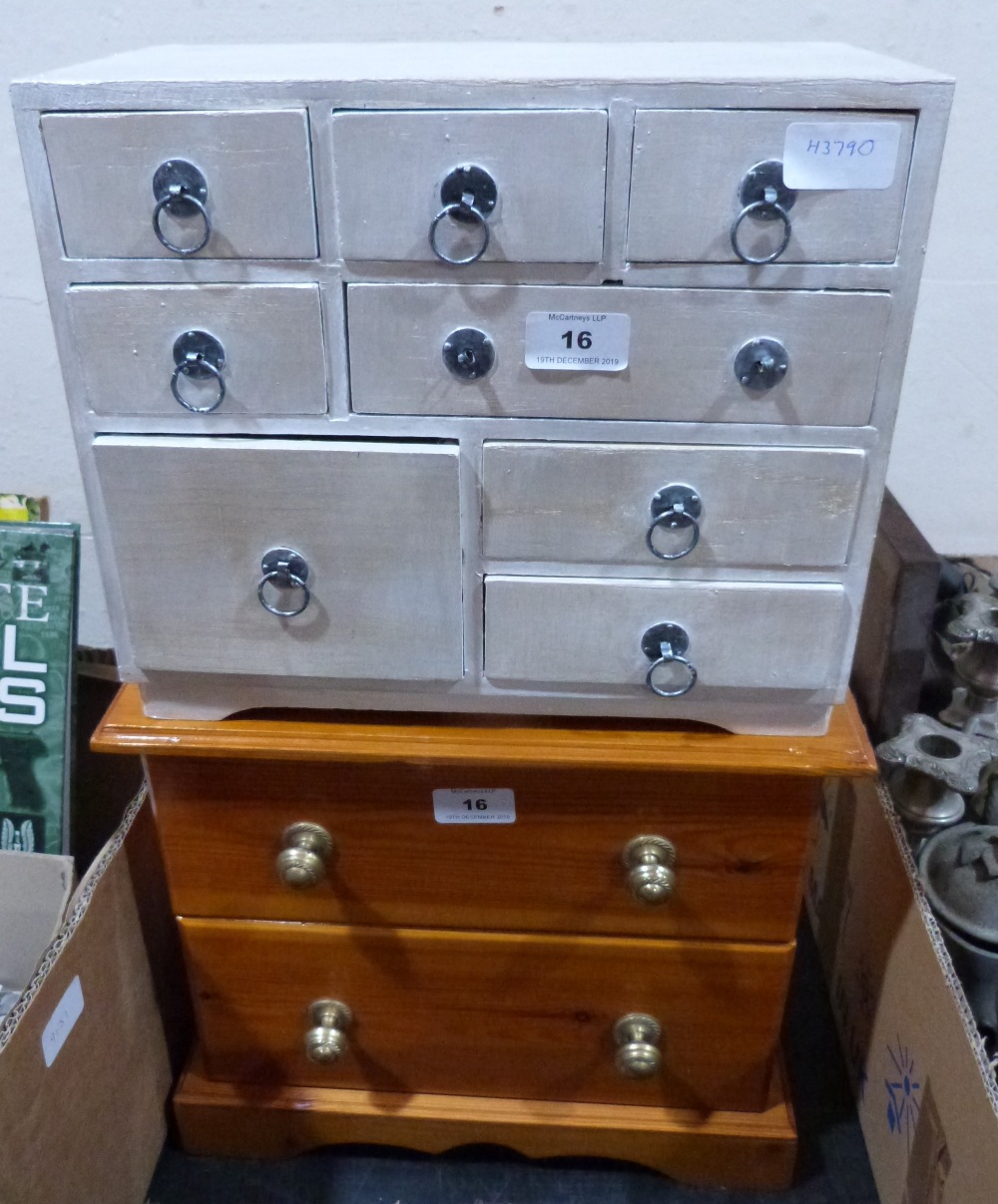 Two miniature chests of drawers