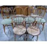 A pair of Victorian stickback chairs a set of four kitchen chairs