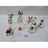 Six Royal Doulton dogs, one damaged