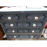 A Victorian painted pine chest of two short over three long drawers. 42' wide