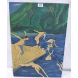 20TH CENTURY SCHOOL Bathers. Oil on canvas 24' x 16½'