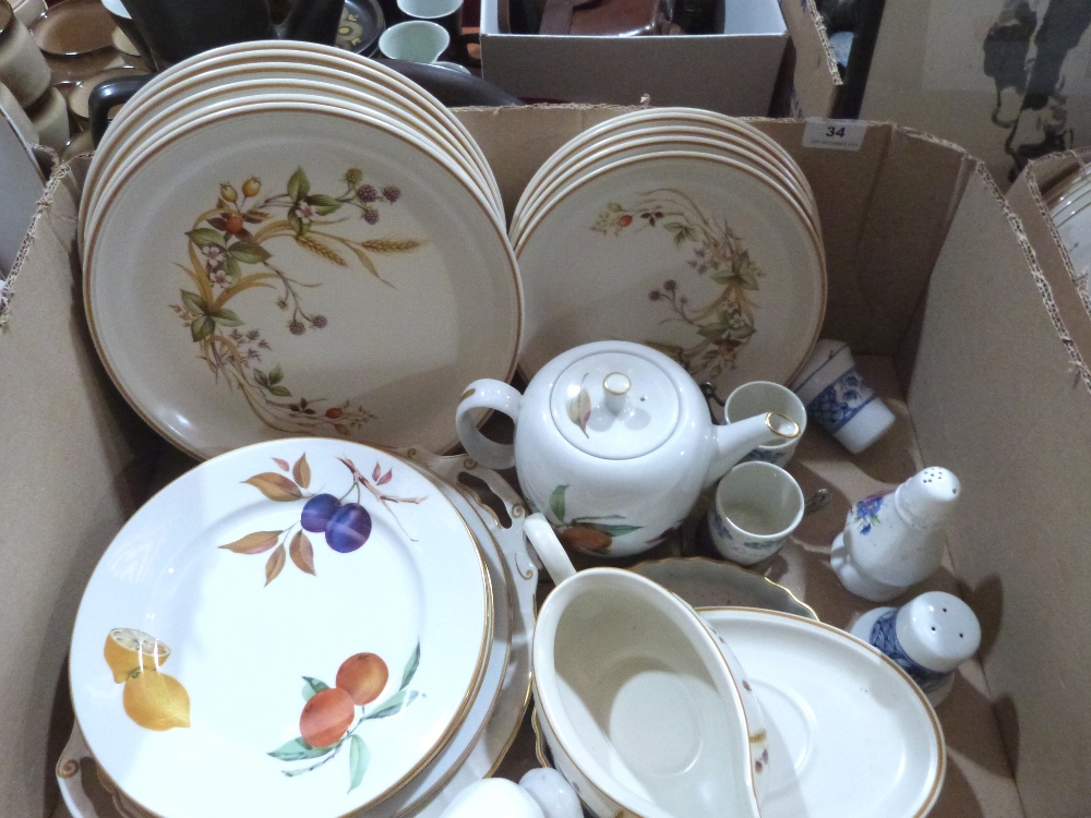 Two boxes of tea and dinnerware