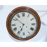 An oak dial clock with American Ansonia two train movement. 15½' diam