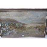CHARLES BLATHERWICK. SCOTTISH 1874-1895 A highland landscape. Signed. Watercolour 20' x 34'