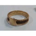 A Victorian gold child's mourning ring with engraved inscription. 'Edward Brummell Slater died 9,