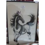 An oriental print of a horse