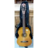 An acoustic guitar with case