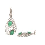 A PAIR OF IMPRESSIVE DIAMOND AND GEM SET EARRINGS