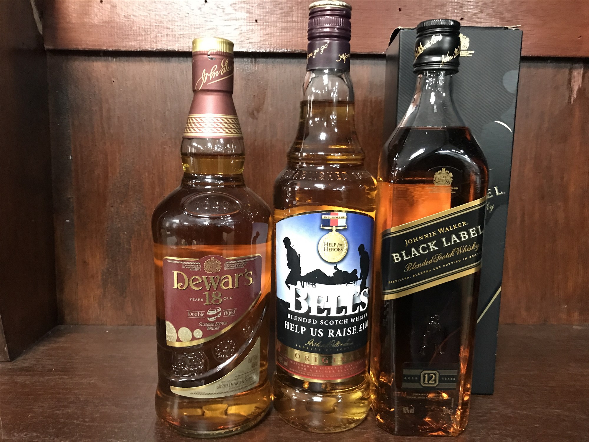 DEWAR'S 18 YEARS OLD, JOHNNIE WALKER BLACK LABEL 12 YEARS OLD, AND BELL'S ORIGINAL