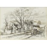 RURAL SCENE, AN INK AND WASH SKETCH BY ALEXANDER BALLINGALL
