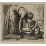 BATH TIME, AN ETCHING BY RANDOLPH SCHWABE