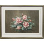 STILL LIFE WITH PINK ROSES, A WATERCOLOUR BY JOHN P MAIN