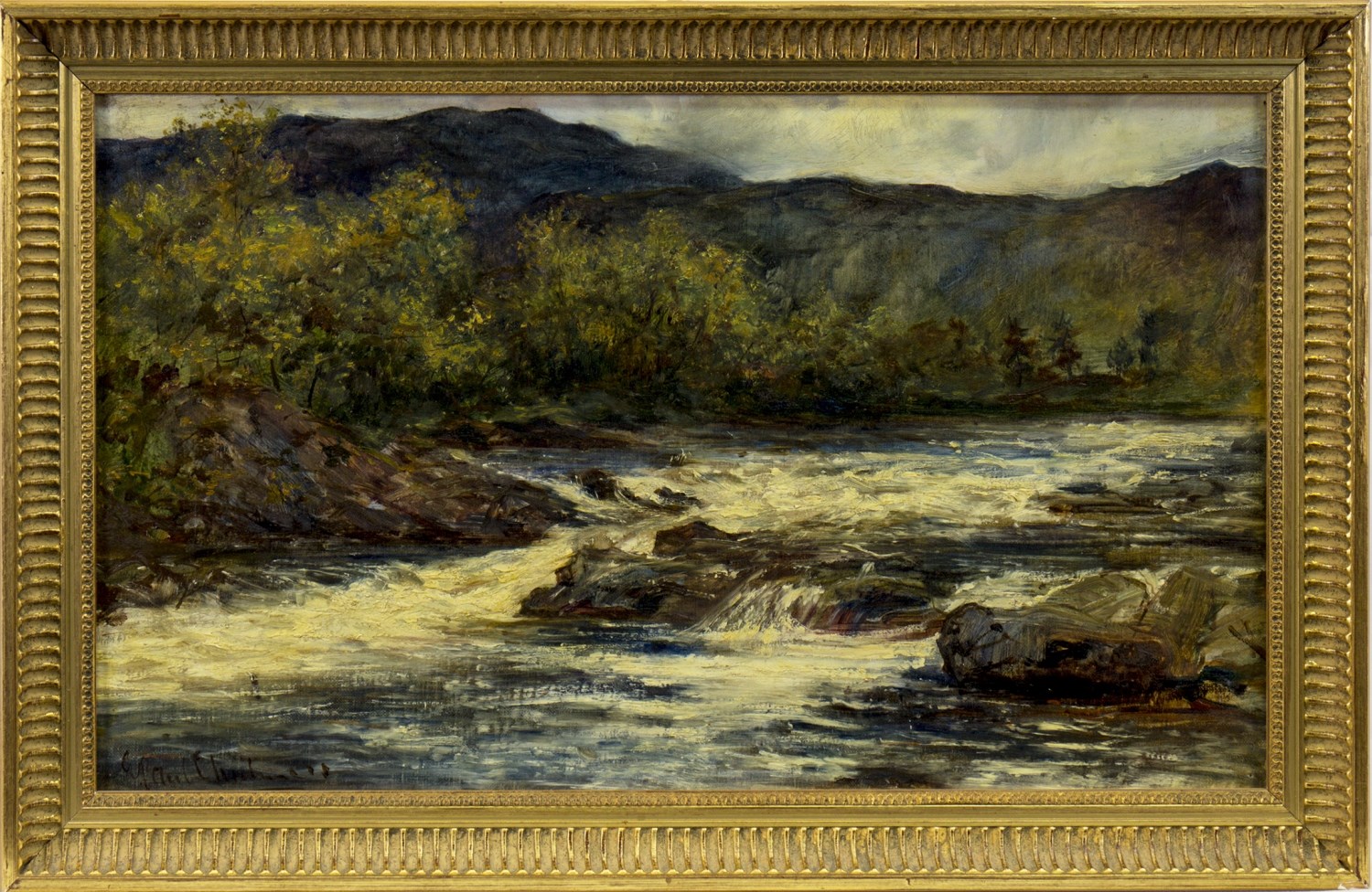 RIVER IN SPATE, AN OIL BY GEORGE PAUL CHALMERS