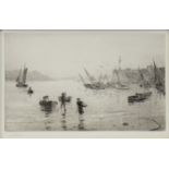 THE FISHERMAN'S RETURN, AN ETCHING WITH DRYPOINT BY WILLIAM LIONEL WYLLIE