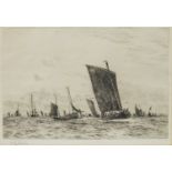 FISHING BOATS OFF BOULONGE, A DRYPOINT BY WILLIAM LIONEL WYLLIE
