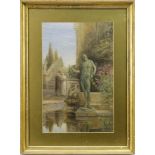 ROMAN GARDEN WITH TWO FIGURES, A WATERCOLOUR BY JOHN FULLEYLOVE