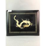 AN EARLY 20TH CENTURY JAPANESE LACQUERED RECTANGULAR PLAQUE