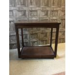 A MAHOGANY FOLD OVER TEA TABLE AND AN OAK SIDE TABLE